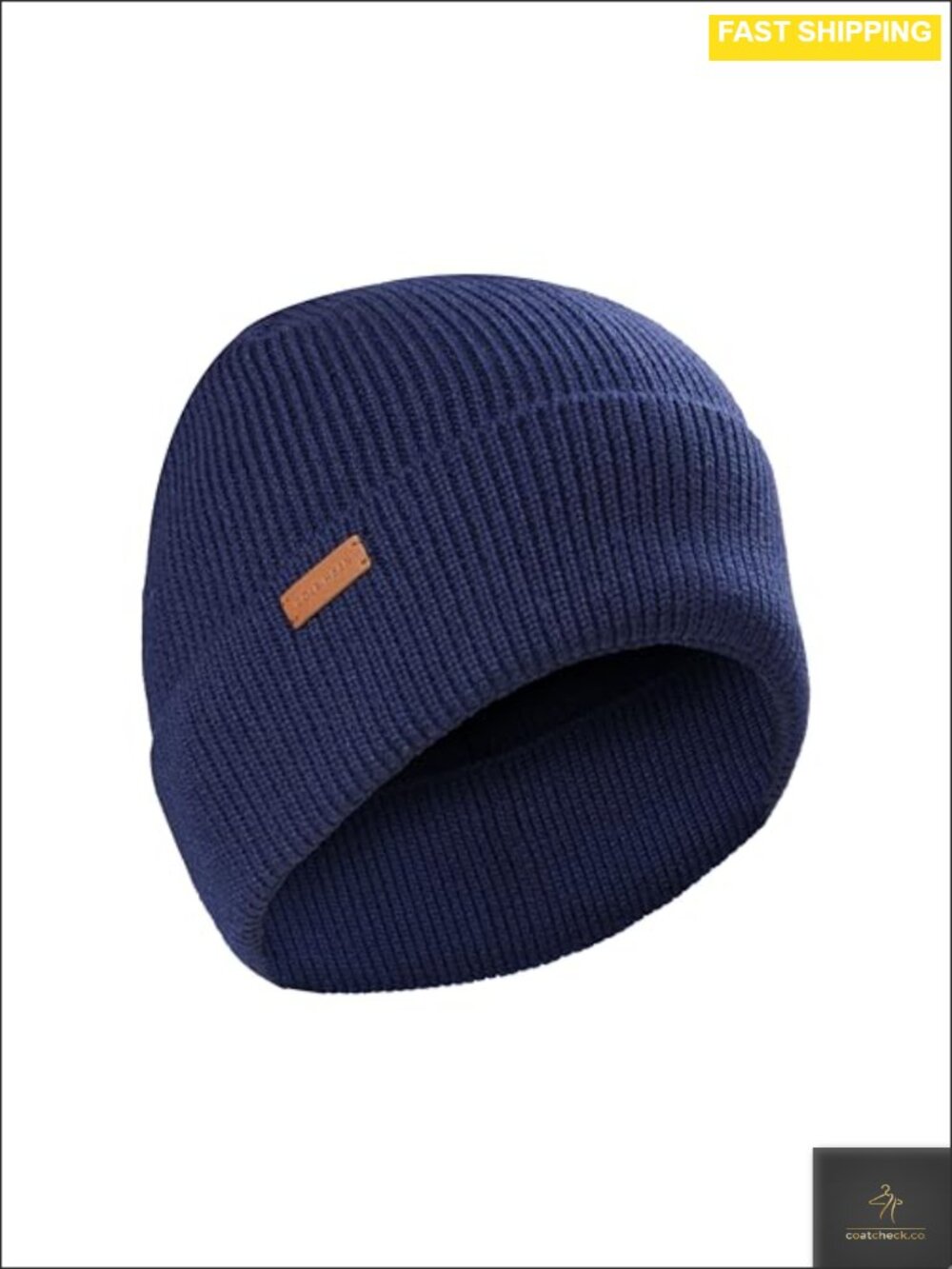 Men's Wool Blend Ribbed Cuff Beanie Winter Knit Hat One Size